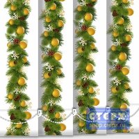 Новогодняя гирлянда с желтыми шарами - ламель для вертикальных жалюзи из ткани