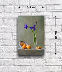 Постер «Натюрморт с ирисами и абрикосами», 30 см х 45 см