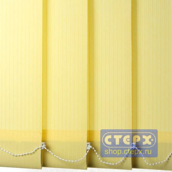 Лайн /цвет желтый/ - ламель для вертикальных жалюзи из ткани Вертикальные жалюзи с полотном из коллекции «Лайн», с рисунком в виде параллельных продольных линий, являются наиболее распространенным вариантом для бюджетных решений при оформлении оконных проемов. 