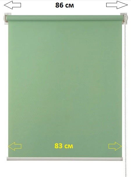 Штора рулонная &quot;Миниролло Лайт&quot; цвет зеленый ширина 86 см высота 170 см Готовые рулонные шторы с цепочным приводом «Миниролло Лайт» с  однотонной тканью зеленого цвета, размер 860 х 1700 мм. Фурнитура белого цвета.
