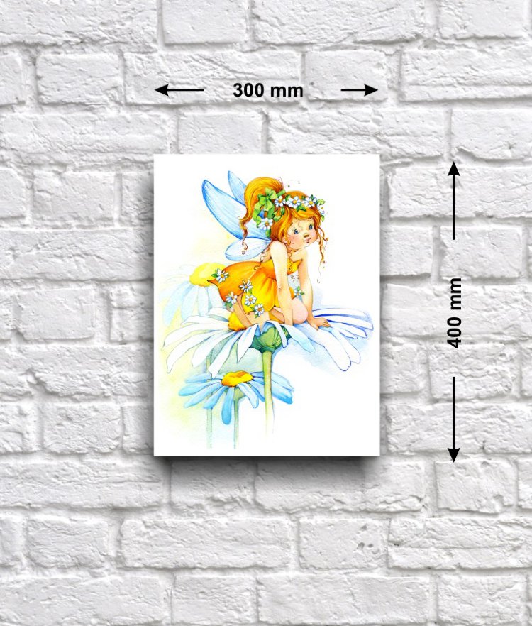Постер - репродукция «Цветочная фея Ромашка», 30 см х 40 см Постер с репродукцией акварельного рисунка с маленькой сказочной феей, живущей в цветах ромашки.
