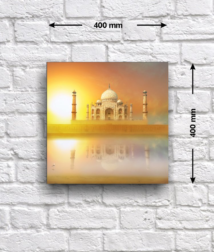 Постер «Тадж-Махал», 40 см х 40 см Постер с фантастическим видом на мавзолей-мечеть «Тадж-Махал» в Индии. Галерейная натяжка.