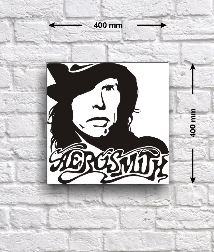 Постер - репродукция «Аэросмит», 40 см х 40 см Постер с винтажным изображением логотипа рок-группы «Aerosmith» (Аэросмит) и её солиста Стивена Тайлера. Галерейная натяжка.