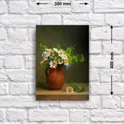 Постер «Натюрморт с ромашками в глиняном кувшине», 30 см х 40 см