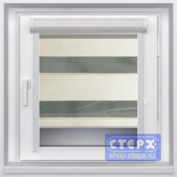 Миникассетная двойная рулонная штора с цепочным приводом «UNI - ЗЕБРА», коллекция «Этник»