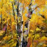 Постер - репродукция «Березки в осеннем лесу», 25 см х 45 см