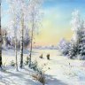 Постер - репродукция «Зимний закат на реке», 40 см х 30 см